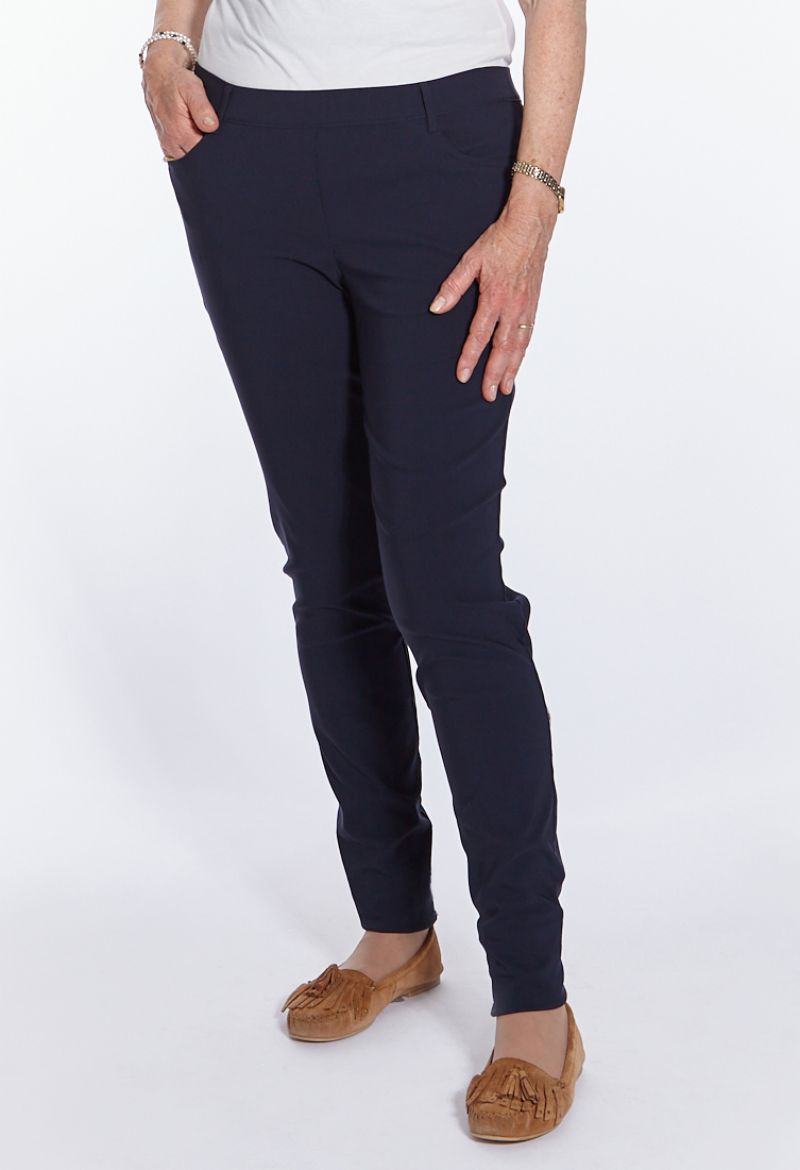 Image de Tall Petra pantalon à enfiler de bengalin L38 pouces, bleu foncé