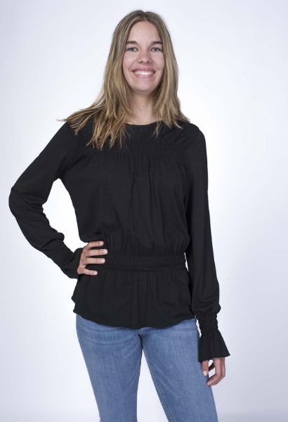 Agrandir l'image de T-Shirt smocked à  manches longues, noir Image de T-Shirt smocked à  manches longues, noir