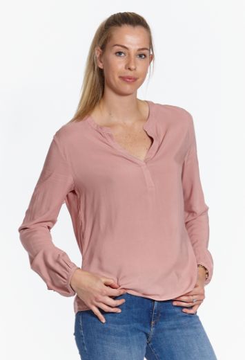 Picture of Long sleeve tunic blouse with frills, peach