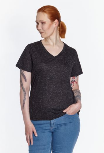 Picture of Basic t-shirt v neck, black white speckled