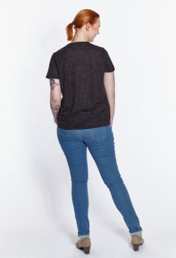 Bild von Basic T-Shirt V, schwarz méliert