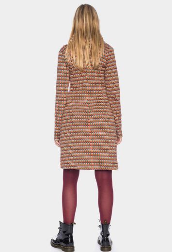 Picture of Long sleeve dress with waterfall collar organic cotton GOTS, aubergine orange