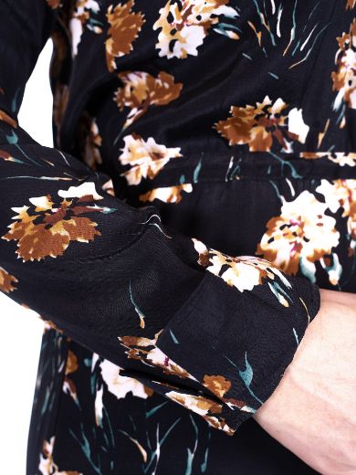 Bild von Midi Kleid mit Blumendruck, schwarz