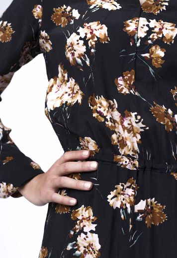 Bild von Midi Kleid mit Blumendruck, schwarz