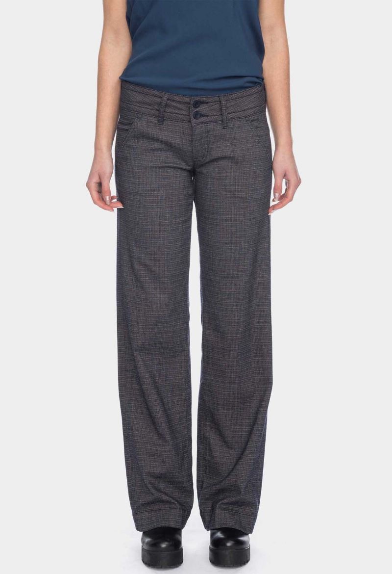 Image de Pantalon en tissu Lilia L36 & L38 pouces, noir gris à carreaux