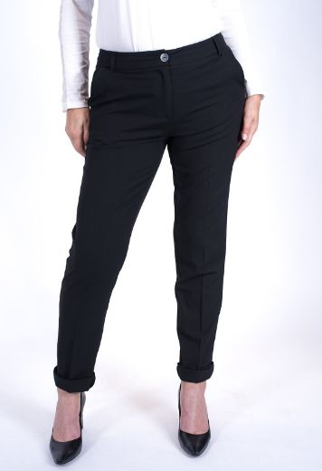 Image de Pantalon en tissu style chino L34 pouces, noir