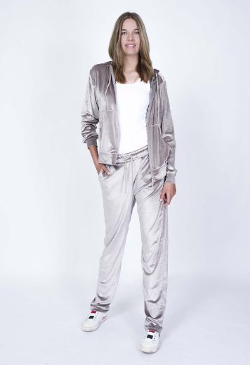 Picture of Velvet jogger set with hoodie jacket, light taupe