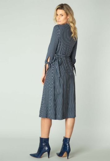 Picture of Jersey Wrap Dress, navy blue white striped