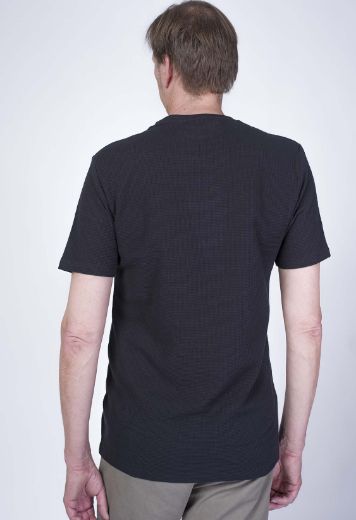 Bild von T-Shirt in Waffeloptik mit Raglanärmeln, schwarz