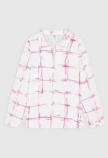 Bild von Baumwolle Bluse, weiss pink