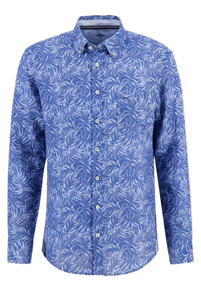 Picture of Linen Shirt Long Sleeve 72 cm with Print, bright ocean