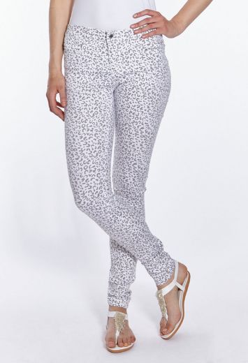 Image de Wonderjeans Skinny L37 pouces, blanc gris imprimé léo