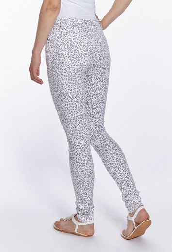 Image de Wonderjeans Skinny L37 pouces, blanc gris imprimé léo
