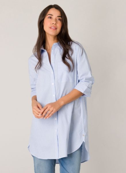 Zeige Details für Damen Hemdbluse Oversized, light blue striped Bild von Damen Hemdbluse Oversized, light blue striped