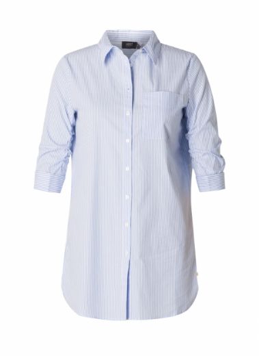 Picture of Ladies Oversized Shirt Blouse, light blue striped
