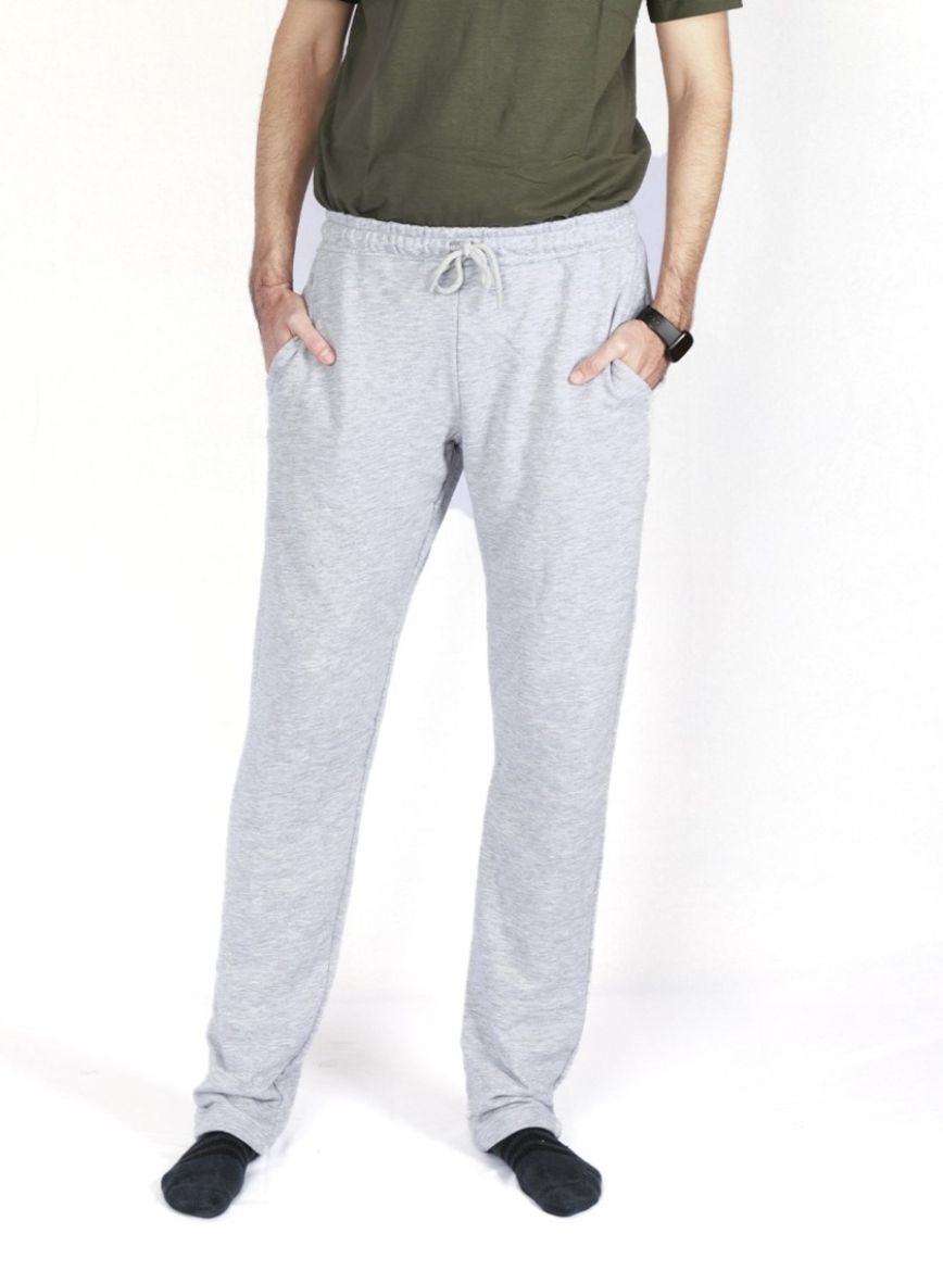 Image de Pantalon de Survêtement Jambe Ouverte, gris clair chiné