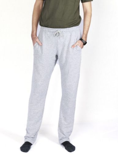 Image de Pantalon de Survêtement Jambe Ouverte, gris clair chiné