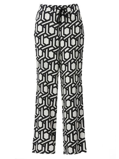 Image de Tall Bahia Pantalon Large à Enfiler Longueur 38, noir blanc