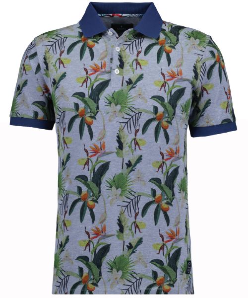 Show details for Tall Polo T-Shirt, blue flower print Picture of Tall Polo T-Shirt, blue flower print