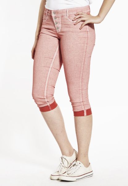Agrandir l'image de Kim turn-up Capri-Jeans Oil washed, coral Image de Kim turn-up Capri-Jeans Oil washed, coral