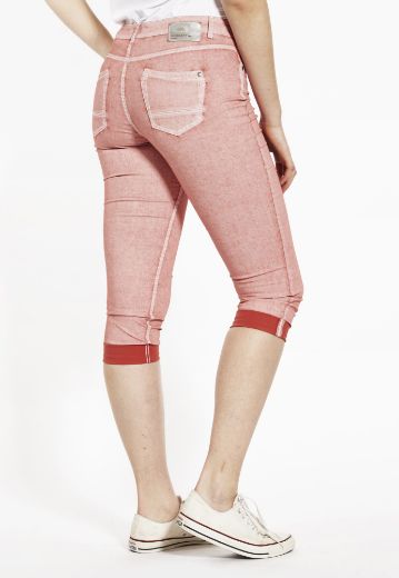 Picture of Kim turn-up Capri-Jeans Oil washed, coral