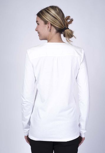 Image de T-shirt manches longues organic cotton col rond passe-partout, blanc