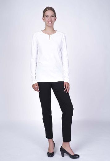 Image de T-shirt manches longues organic cotton col rond passe-partout, blanc