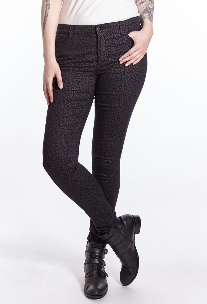 Picture of Wonderjeans skinny L37 inches, black grey leo print