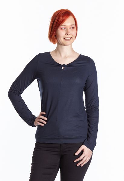 Agrandir l'image de Chemise   manches longues avec encolure détaillé, bleu foncé Image de Chemise   manches longues avec encolure détaillé, bleu foncé