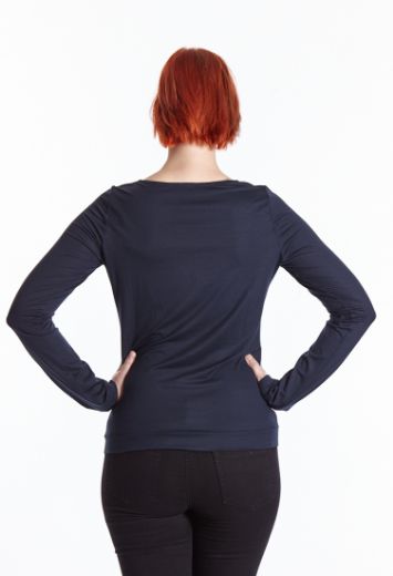 Picture of Long sleeve shirt with cutout detail, dark blue