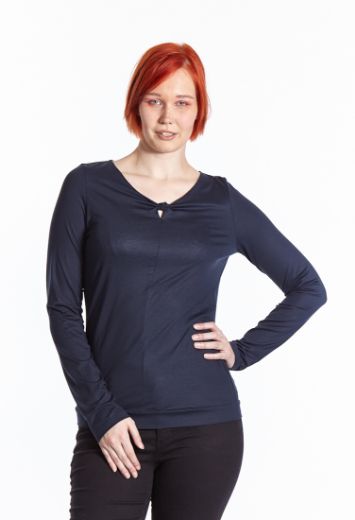 Picture of Long sleeve shirt with cutout detail, dark blue