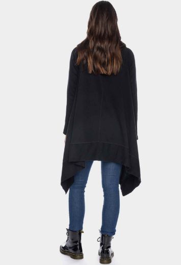 Image de Nanu manteau tricoté ouvert en coton biologique (GOTS), noir