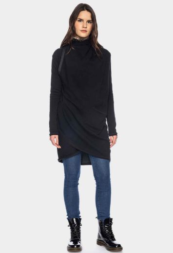 Image de Emilie manteau tricoté en coton biologique (GOTS), noir de jais