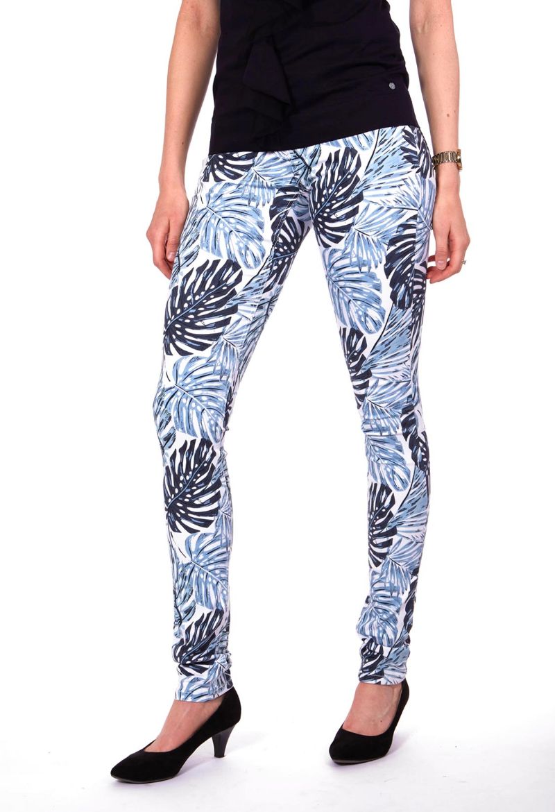 Picture of Wonderjeans skinny L38 inches, white blue palm-tree pattern