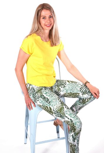 Picture of Wonderjeans skinny L38 inches, white-green palm-tree pattern