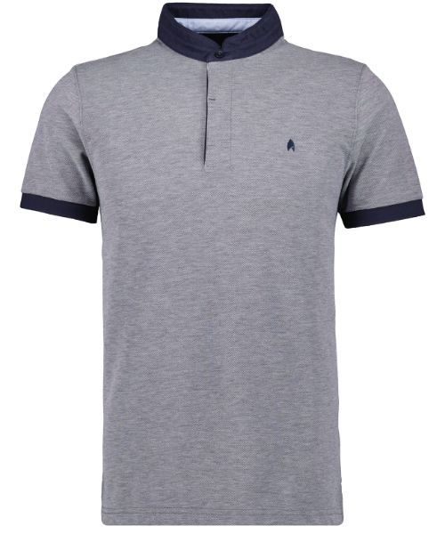 Show details for Tall Polo Shirt Stand Up Collar, dark blue mélange Picture of Tall Polo Shirt Stand Up Collar, dark blue mélange