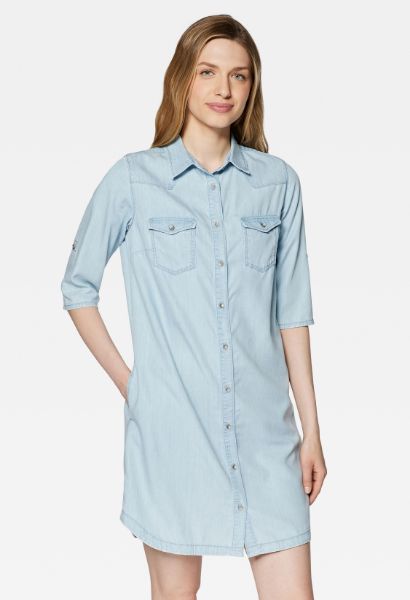 Agrandir l'image de Tencel Denim Long Chemisier à Manches Courtes, soft light denim Image de Tencel Denim Long Chemisier à Manches Courtes, soft light denim