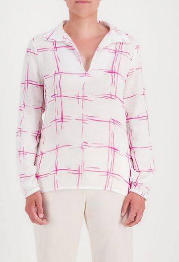 Bild von Baumwolle Bluse, weiss pink