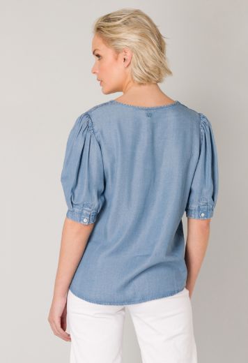 Bild von Kurzarm Tencel Denim Bluse
