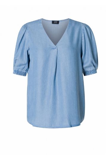 Bild von Kurzarm Tencel Denim Bluse