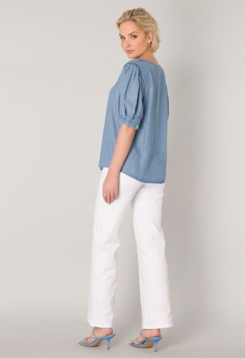 Bild von Kurzarm Tencel Denim Bluse