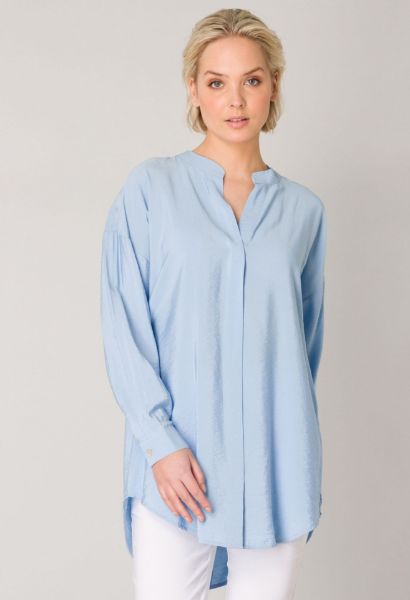 Zeige Details für Long Bluse ohne Kragen, soft blue Bild von Long Bluse ohne Kragen, soft blue