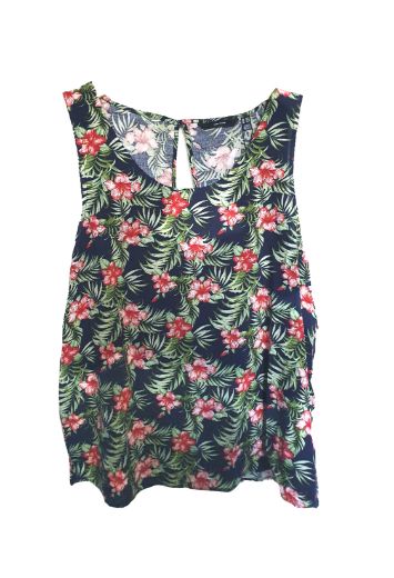 Picture of Vero Moda Tall Easy Blouse Top Sleeveless, navy patterned
