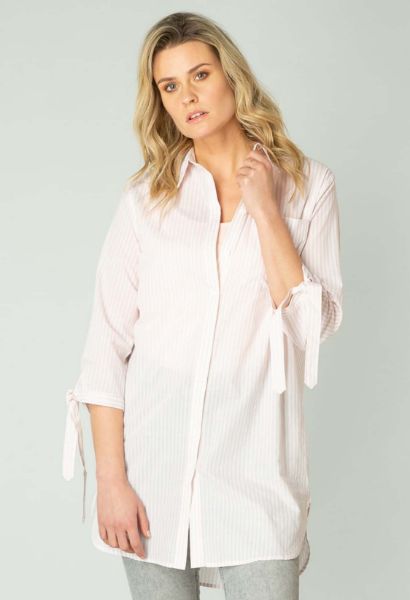 Agrandir l'image de Blouse Longue Manches Mi-Longues, soft rose blanc rayé Image de Blouse Longue Manches Mi-Longues, soft rose blanc rayé