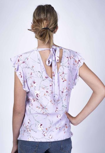 Image de Top en viscose avec nœud et imprimé floral, violet