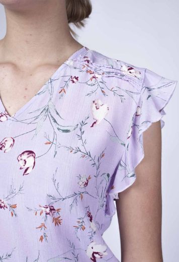 Image de Top en viscose avec nœud et imprimé floral, violet