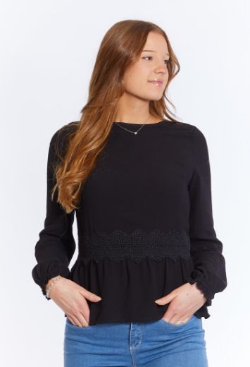 Picture of Tunic blouse with lace, black