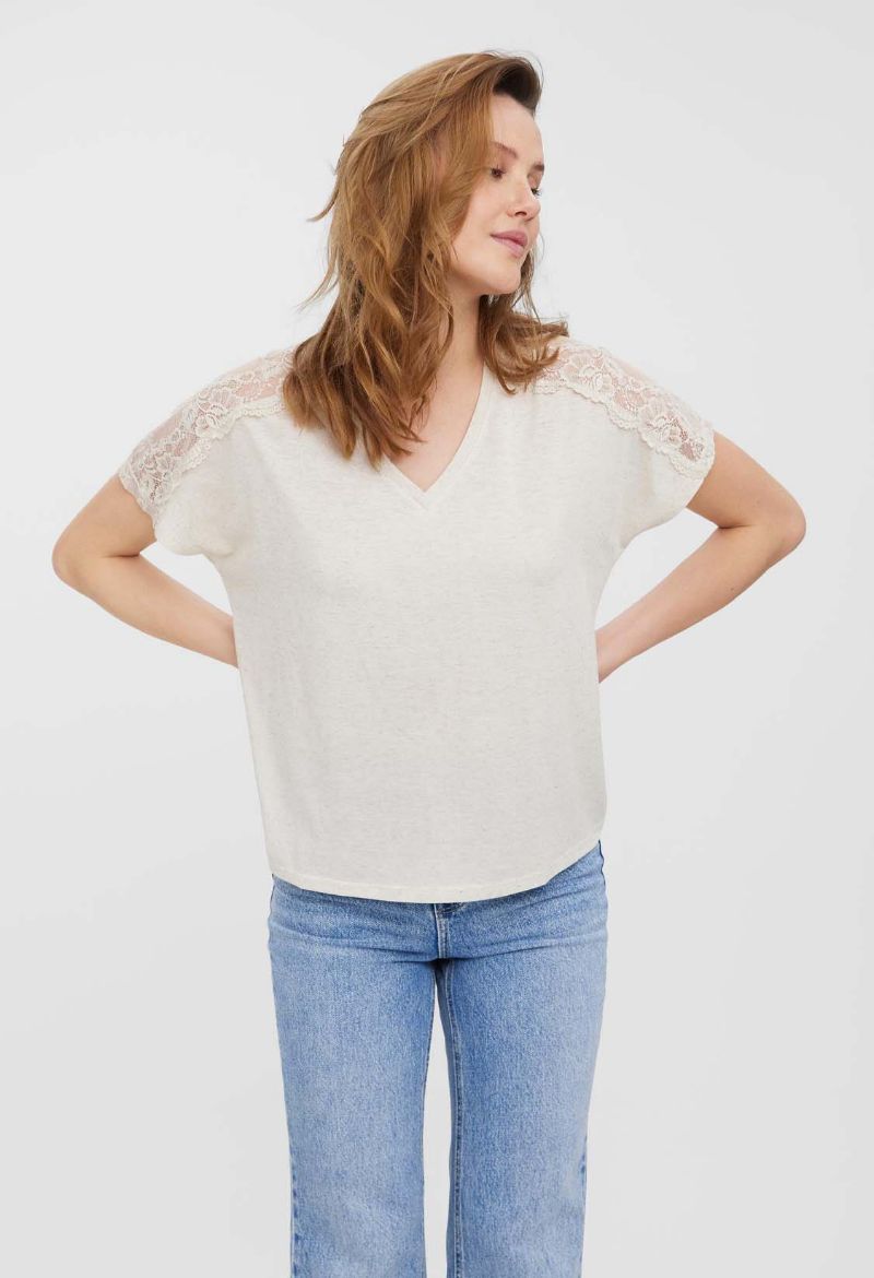 Picture of Vero Moda Tall June V-neck Linen T-Shirt