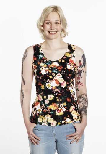 Image de Top sans manche, jaune fleurs imprimé