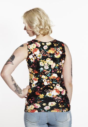Image de Top sans manche, jaune fleurs imprimé